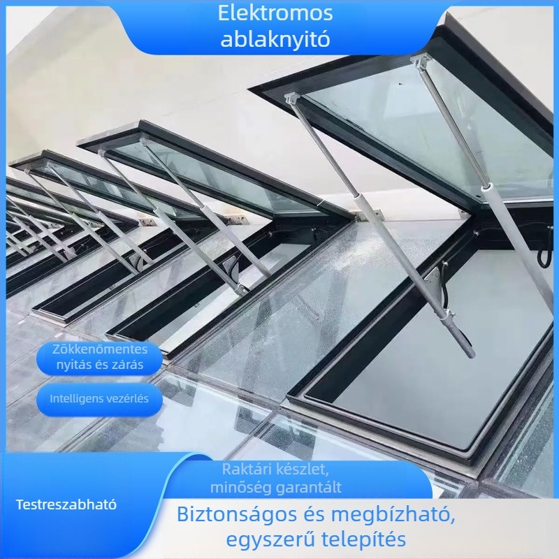 Elektromos ablaknyitó távirányítóval, tűzvédelmi és füstelszívó funkcióval, fúrás nélküli telepítés
