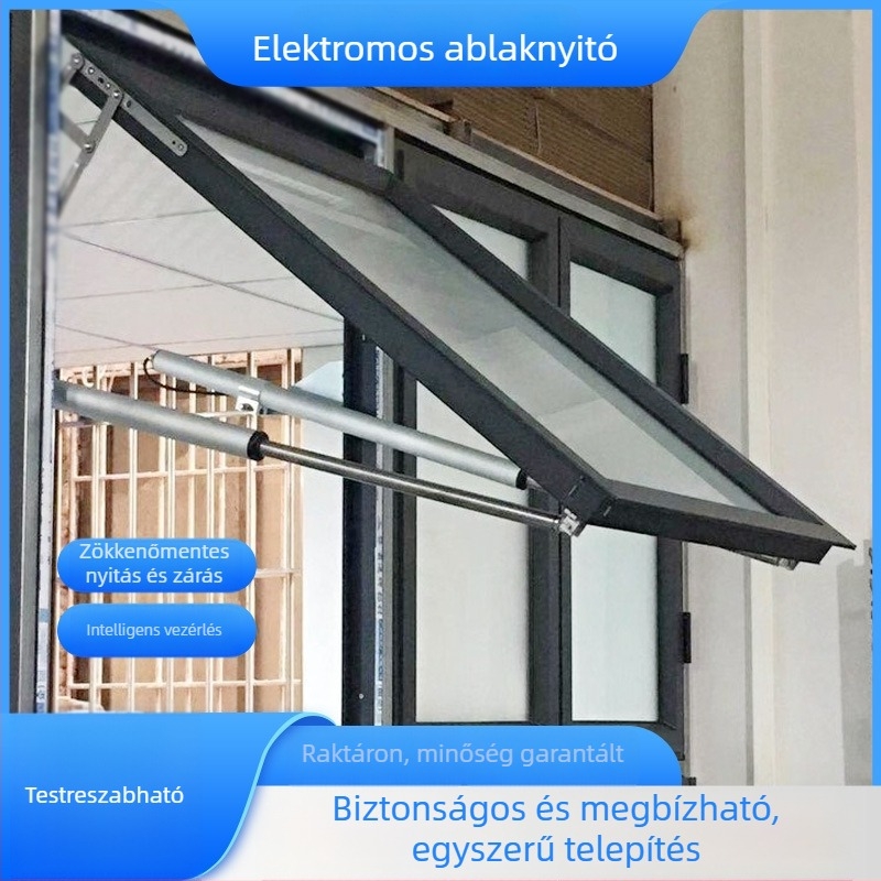 Elektromos ablaknyitó távirányítóval, tűzvédelmi és füstelszívó funkcióval, fúrás nélküli telepítés