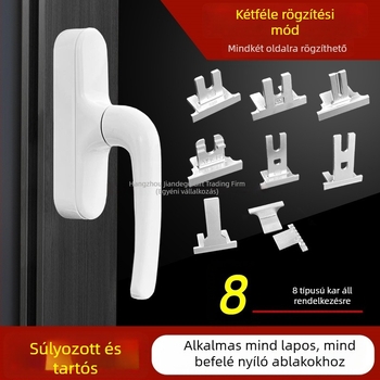 Hőszigetelt alumínium ajtó- és ablakfogantyú, belső nyitás és belső hajlítás; ablakhoz külső nyitású fogantyú
