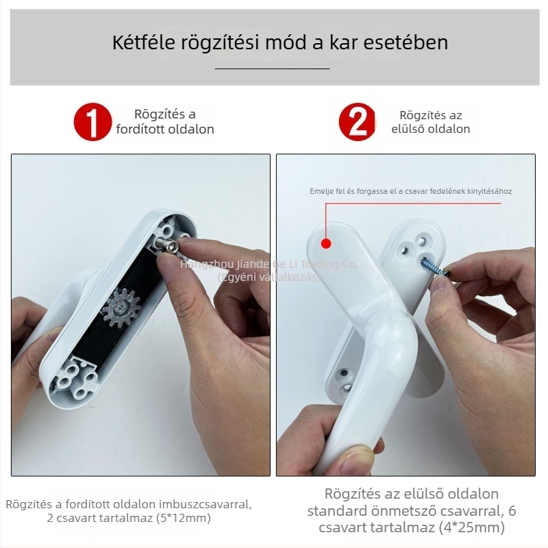 Hőszigetelt alumínium ajtó- és ablakfogantyú, belső nyitás és belső hajlítás; ablakhoz külső nyitású fogantyú