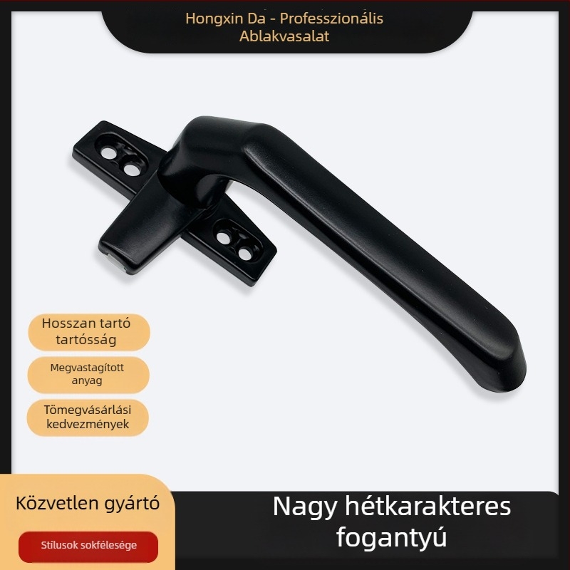 Nagy ablakkilincs alumíniumötvözetből, casement típusú PVC-U ablakokhoz — hardver kiegészítő