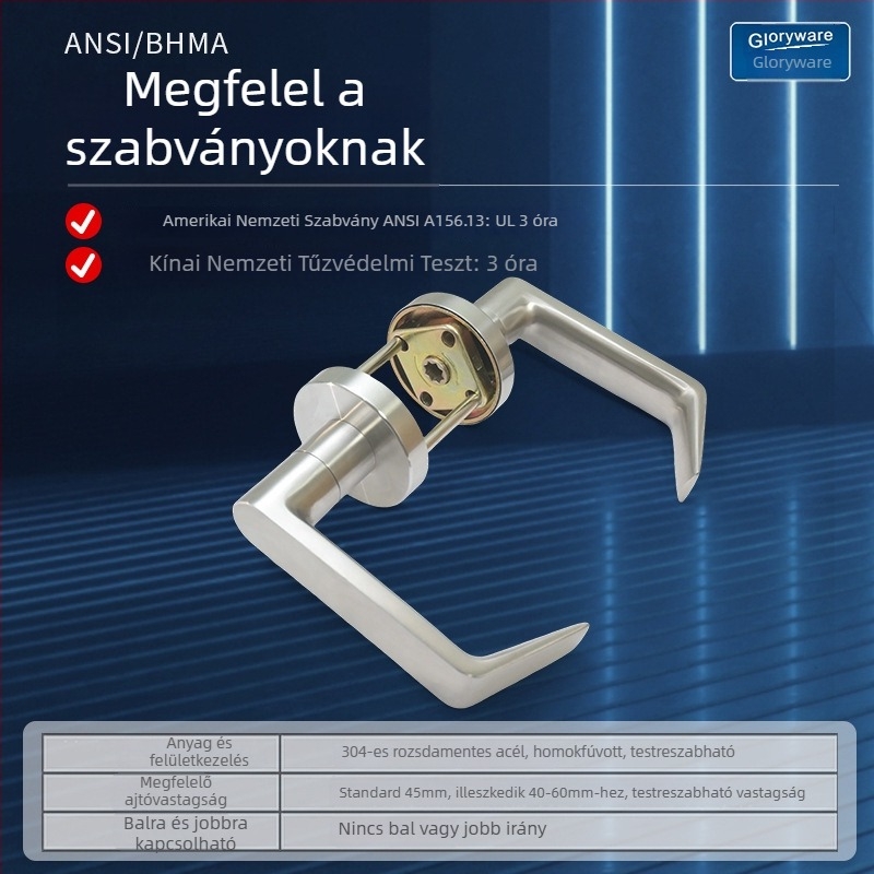 Rozsdamentes acél ajtókilincs American Standard stílusban, átjáró és tűzvédelmi ajtókhoz, zárkiegészítők