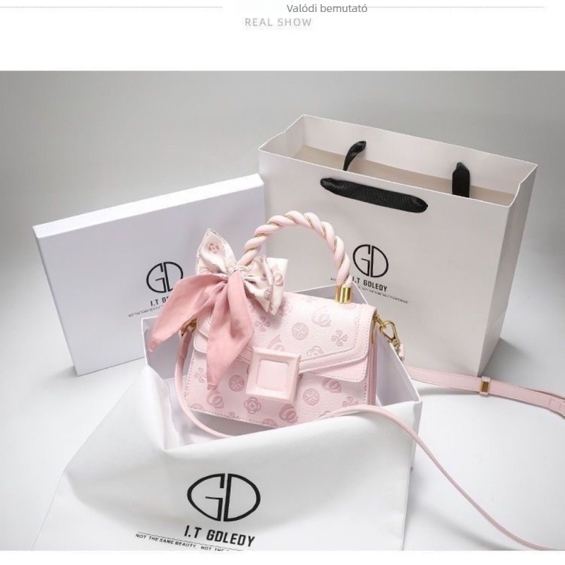 candyn&kite Női rózsaszín PU crossbody táska, kis négyzetes forma, luxus niche, 2023 új modell