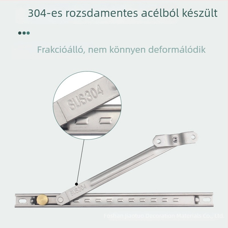 Rozsdamentes acél ablakhoz tervezett szélvédelmi korlátozó, kétpontos csúszó tartóval