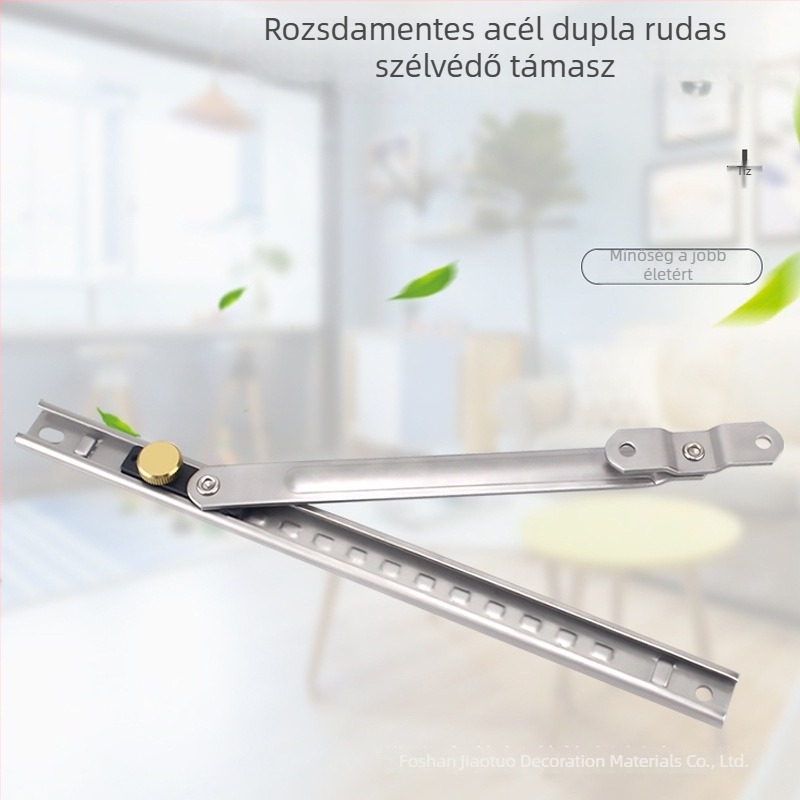 Rozsdamentes acél ablakhoz tervezett szélvédelmi korlátozó, kétpontos csúszó tartóval