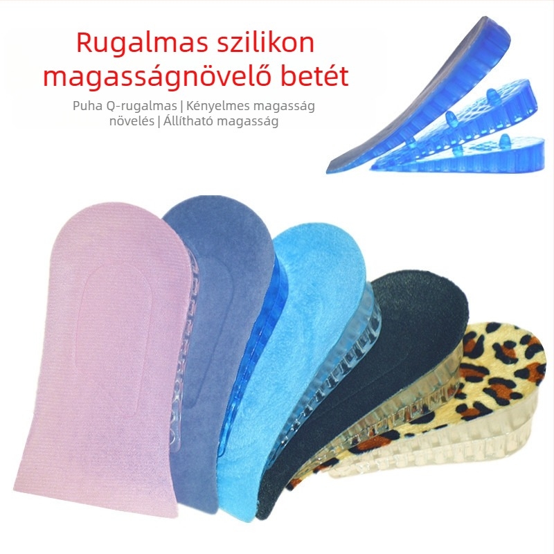 Szilikon fél talp hexagonális szerkezetű magasság növeléséért – uniszex, láthatatlan, állítható, kényelmes, különböző cipőkhöz
