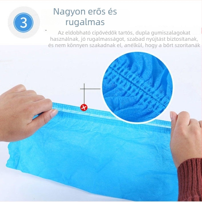 Egyszer használatos cipővédők nem szőtt anyagból, beltéri használatra, vastagított, kopásálló, vízálló és csúszásmentes, 2000 darab