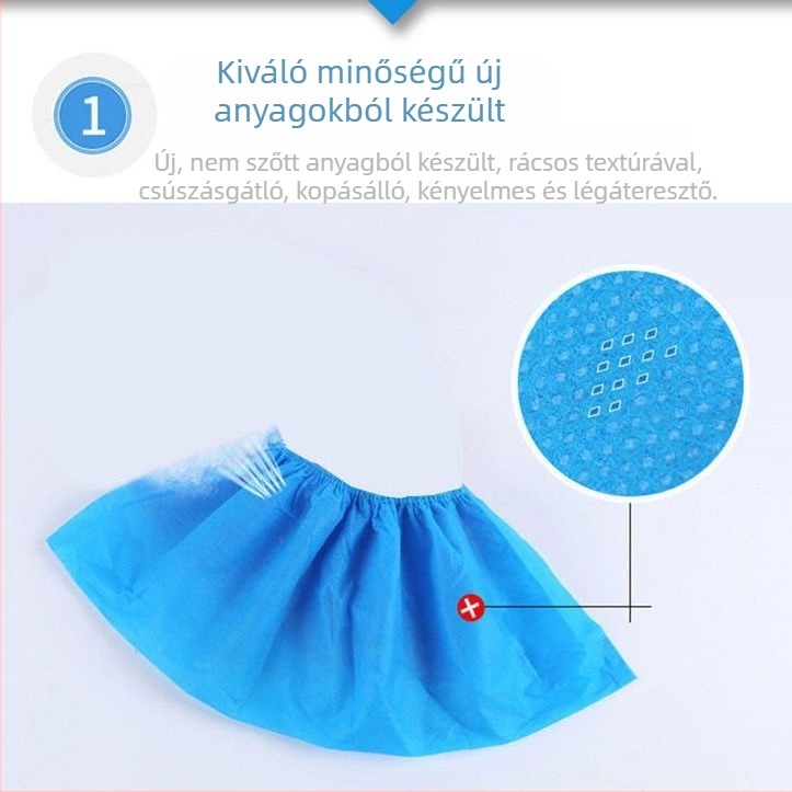 Egyszer használatos cipővédők nem szőtt anyagból, beltéri használatra, vastagított, kopásálló, vízálló és csúszásmentes, 2000 darab