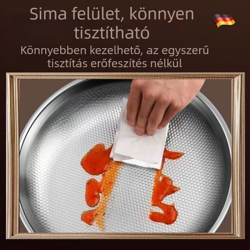 Titánium serpenyő, lapos aljzattal, bevonat nélkül, tapadásmentes, felső kategóriás, otthoni használatra, vastagított alj