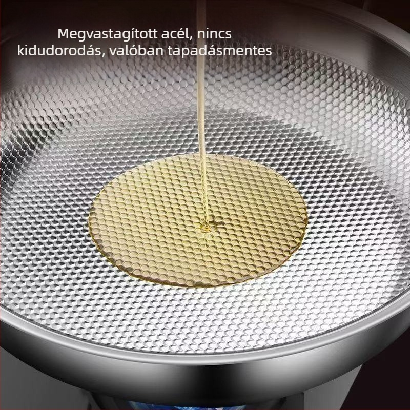 Titánium serpenyő, lapos aljzattal, bevonat nélkül, tapadásmentes, felső kategóriás, otthoni használatra, vastagított alj