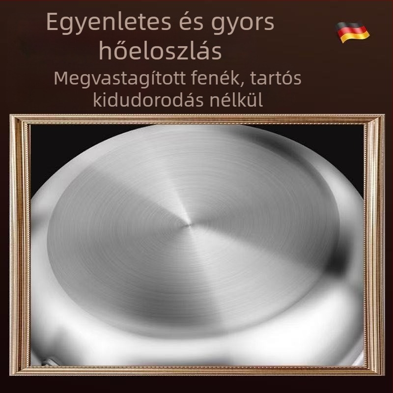 Titánium serpenyő, lapos aljzattal, bevonat nélkül, tapadásmentes, felső kategóriás, otthoni használatra, vastagított alj