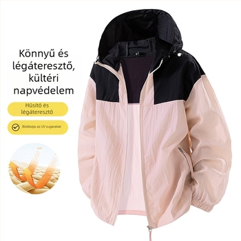 Uniszex kültéri hegymászó dzseki, könnyű, UV-védelem UPF50+, szélvédett és lélegző, kapucnival