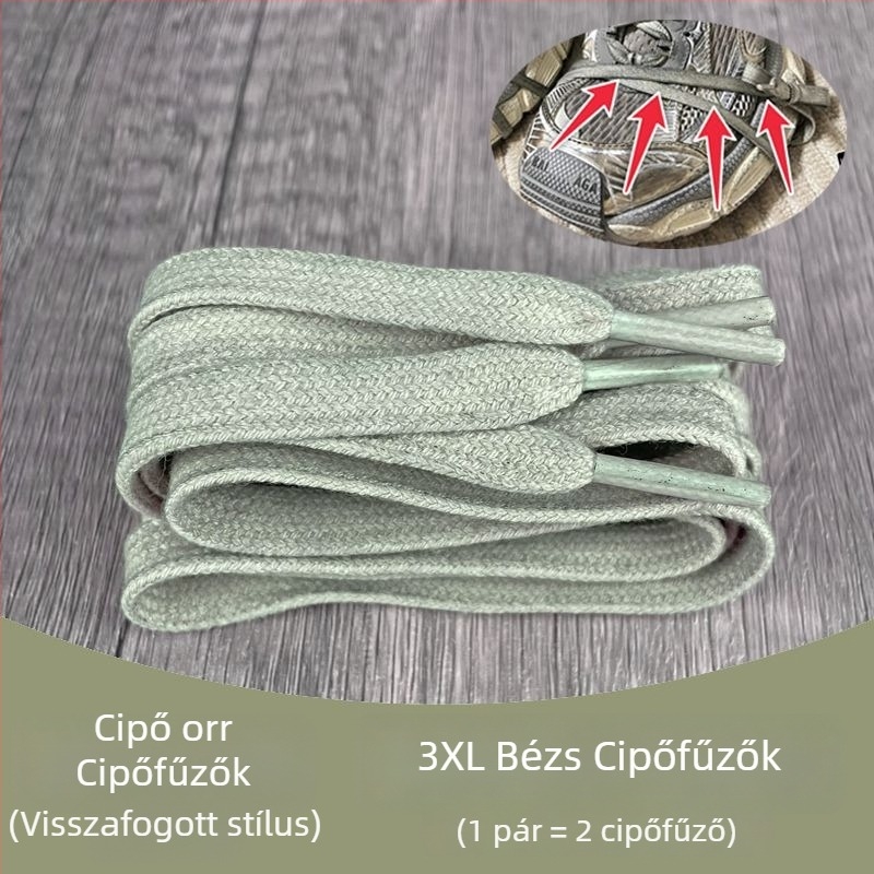 Cipőfűzők Paris Dad Shoes 3XL mérethez, feneo-hatású zsinóros csúcs a cipőnél, bézs sík csíkok, DIY eredeti szín beillesztés