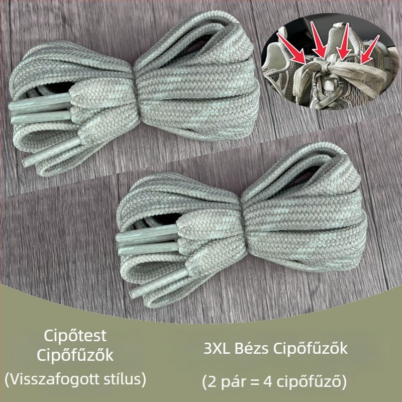 Cipőfűzők Paris Dad Shoes 3XL mérethez, feneo-hatású zsinóros csúcs a cipőnél, bézs sík csíkok, DIY eredeti szín beillesztés