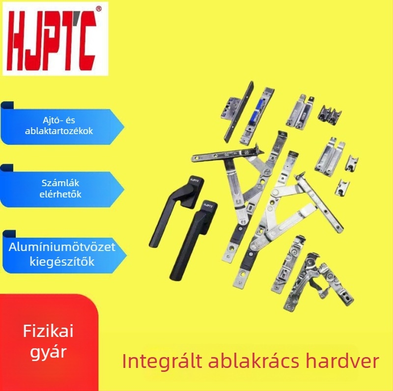 Integrált ablak hardver készlet: 304 rozsdamentes acél, teherbíró pántok, alumínium ötvözet keret, nyíló ablakhoz és beépített szúnyogháló