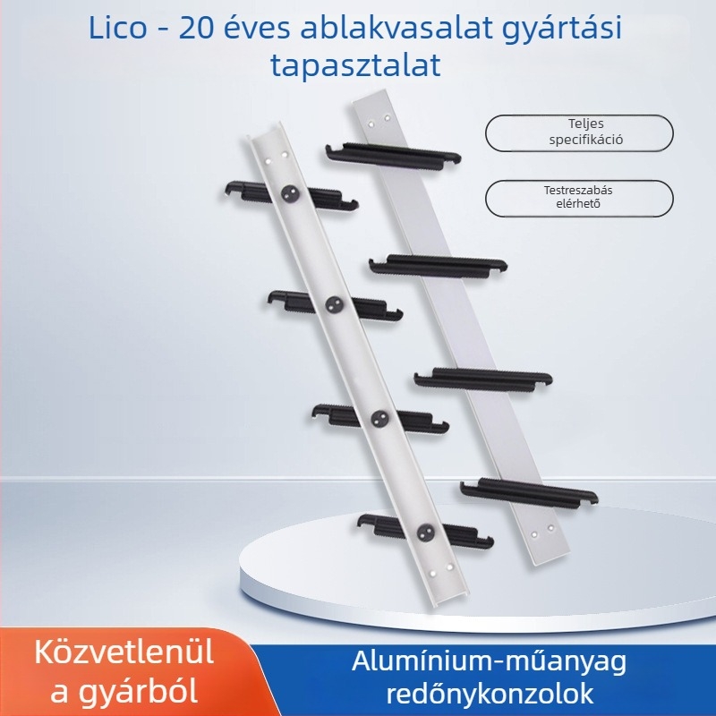 Üveglamellás redőnyökhöz tartó konzol, alumínium-műanyag tartó, redőny kiegészítők, támasztó láb