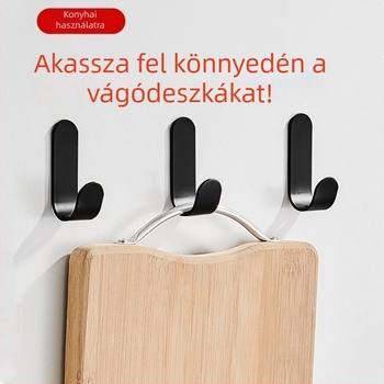 Fali akasztó fúrás nélkül, erős ragasztóval, sötétszürke, teherbírás 3–5 kg, konyhához és fürdőszobához