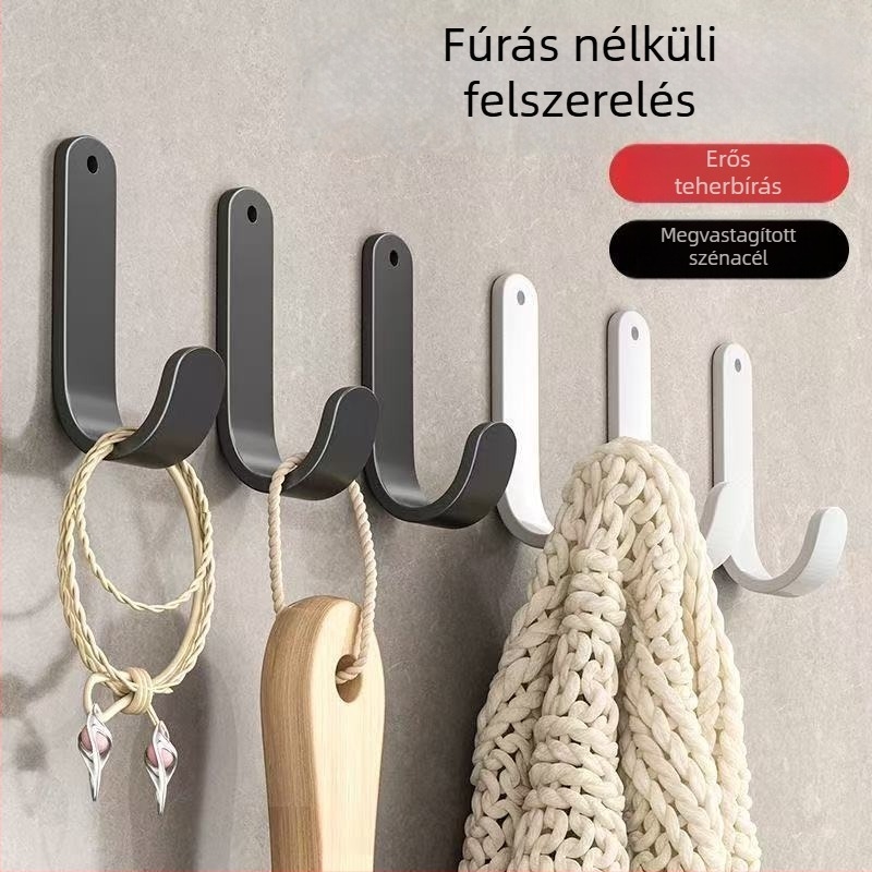 Fali akasztó fúrás nélkül, erős ragasztóval, sötétszürke, teherbírás 3–5 kg, konyhához és fürdőszobához