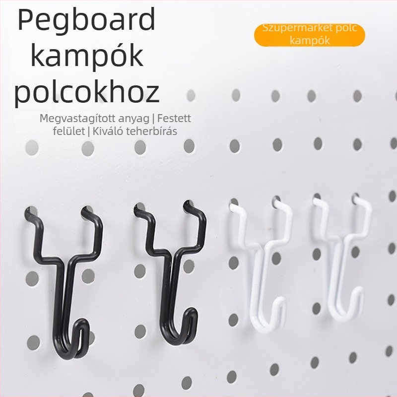 Falihoz szerelhető perforált táblás fogas tároláshoz és bemutatáshoz, teherbírás 3–5 kg