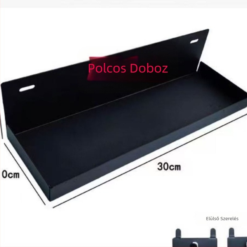 Fém perforált panel kör alakú lyukakkal, 6 mm lyukátmérő, 1,6 cm lyukköz, tároló kiegészítők és polc akasztók