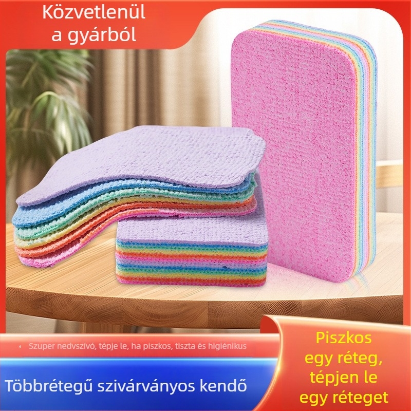 Szivárványos mikroszálas edényekhez kendő – többszörös rétegű, téphető, kiváló nedvszívó, nedves és száraz használatra