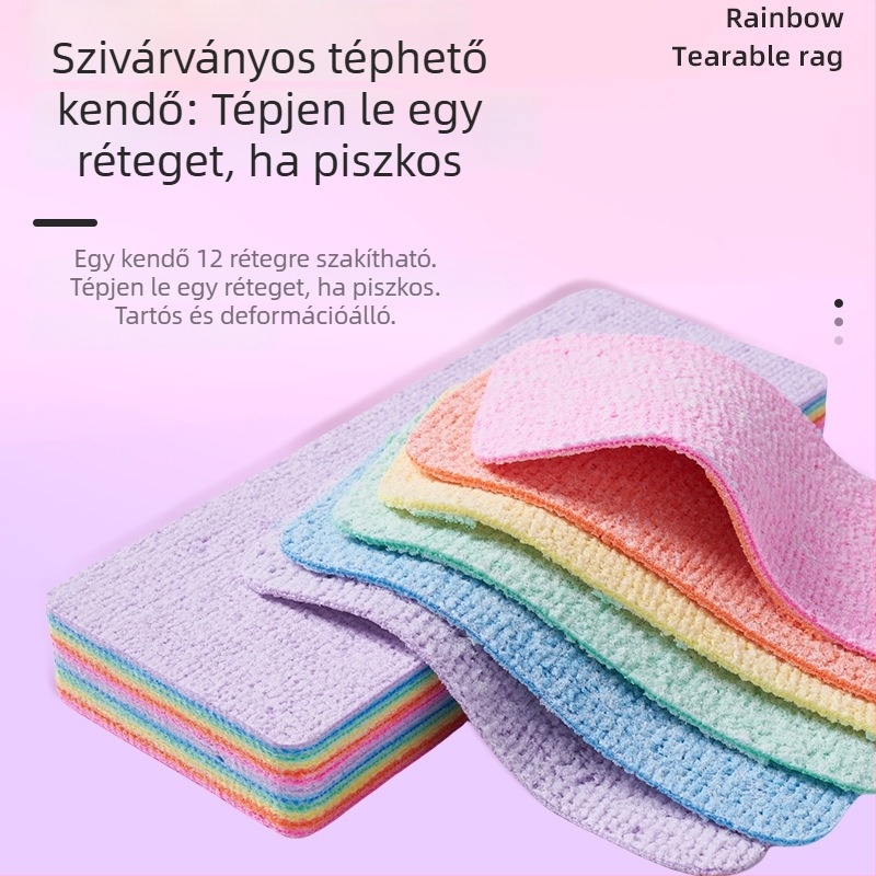 Szivárványos mikroszálas edényekhez kendő – többszörös rétegű, téphető, kiváló nedvszívó, nedves és száraz használatra