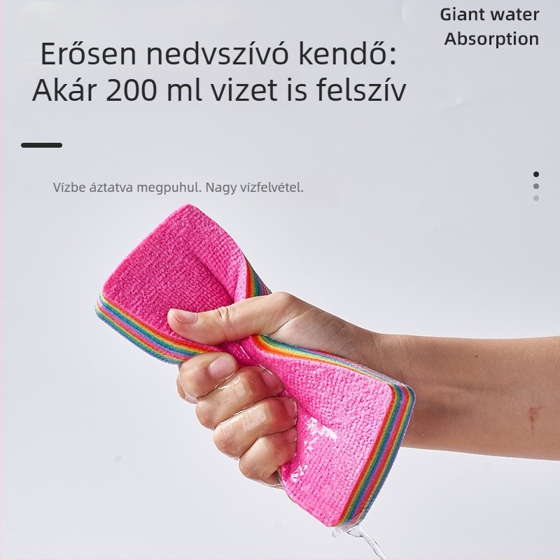 Szivárványos mikroszálas edényekhez kendő – többszörös rétegű, téphető, kiváló nedvszívó, nedves és száraz használatra