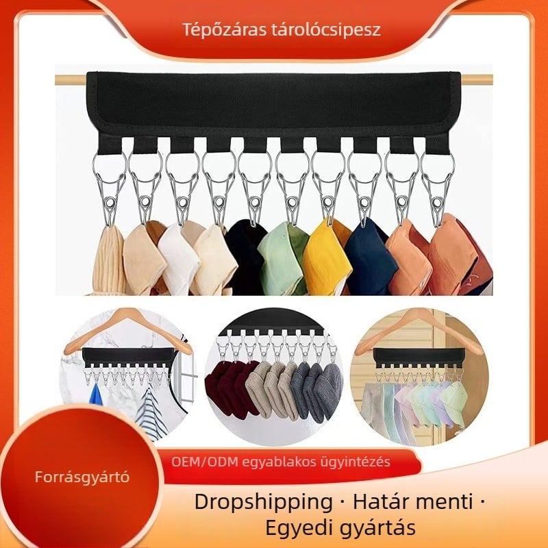 Többfunkciós textil tároló, öntapadó, összecsukható és hordozható akasztó a hálószobába és a gardróbba, sapka tároló Velcro