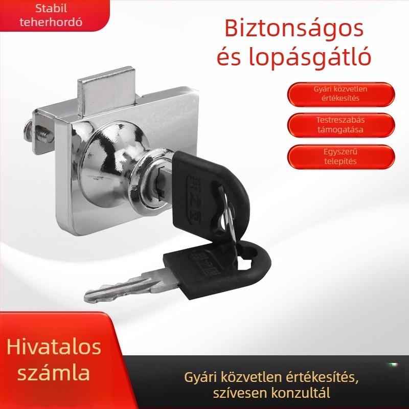 Üvegvitrin zár, dupla ajtós kivitel, modell 409
