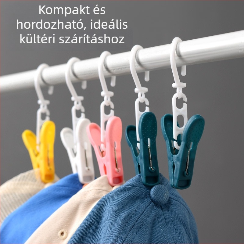 Modern minimalistikus többfunkciós csipesz kampóval kültéri szárításhoz, erős, strapabíró és színes