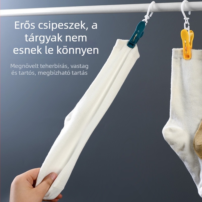 Modern minimalistikus többfunkciós csipesz kampóval kültéri szárításhoz, erős, strapabíró és színes