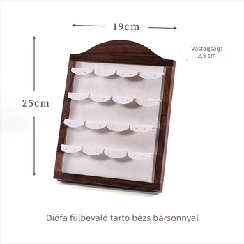 Fekete diófa gyűrűtartó állvány, fülbevaló tartó, fotókeret, függőleges ékszerkiállító és tároló