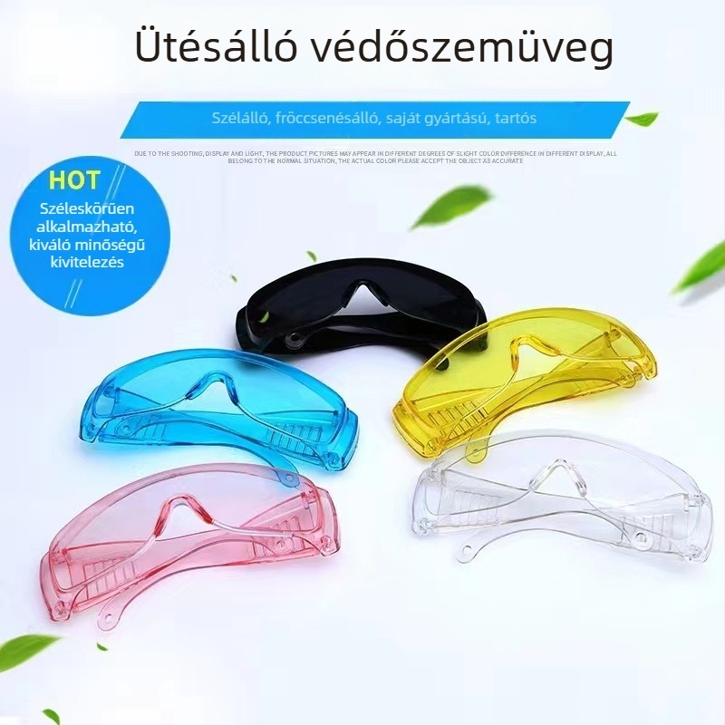 Színes védő szemüveg laboratóriumi használatra, permet- és homokálló védelem