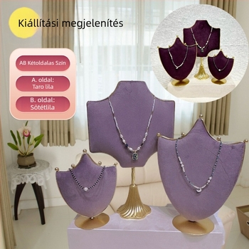 Színes ékszer kiállító állvány, kétoldalas, nyakláncokhoz, fülbevalókhoz és kitűzőkhöz.