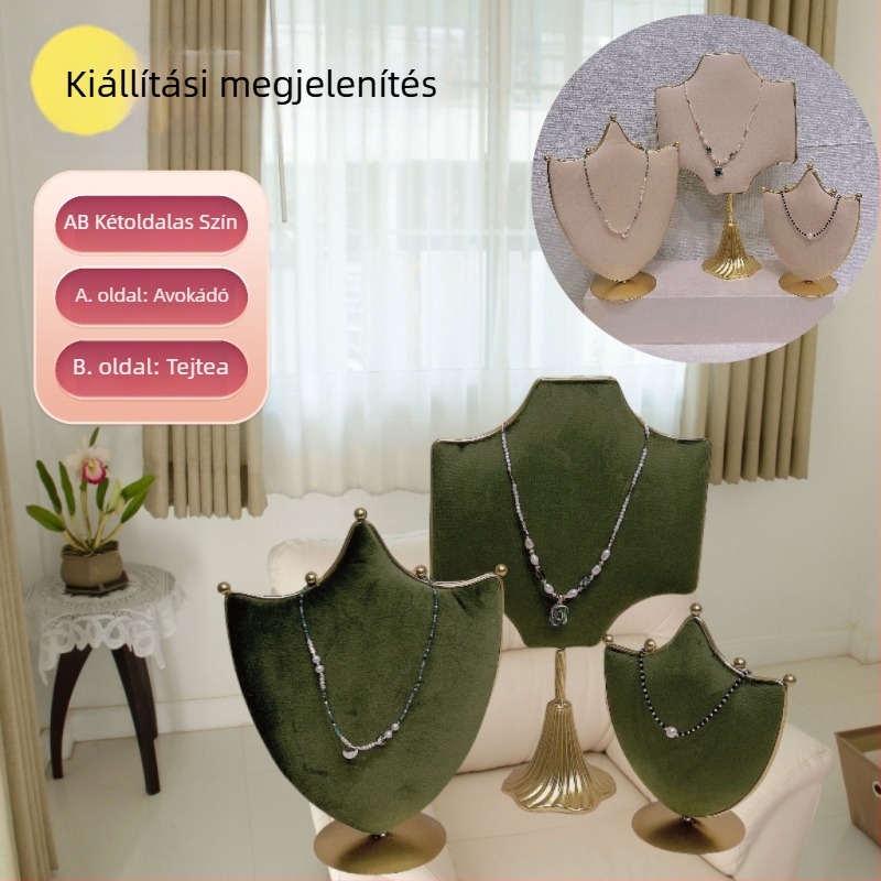 Színes ékszer kiállító állvány, kétoldalas, nyakláncokhoz, fülbevalókhoz és kitűzőkhöz.