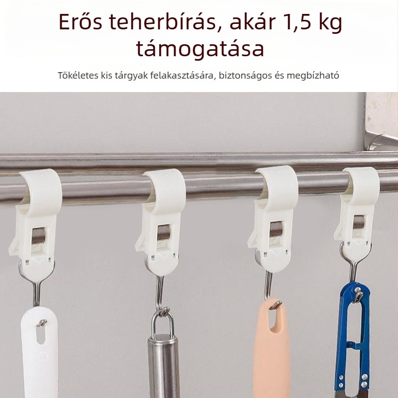 Nagy csőcsipeszes konyhai akasztó, fúrás nélküli rögzítés, forgatható törölközőtartó