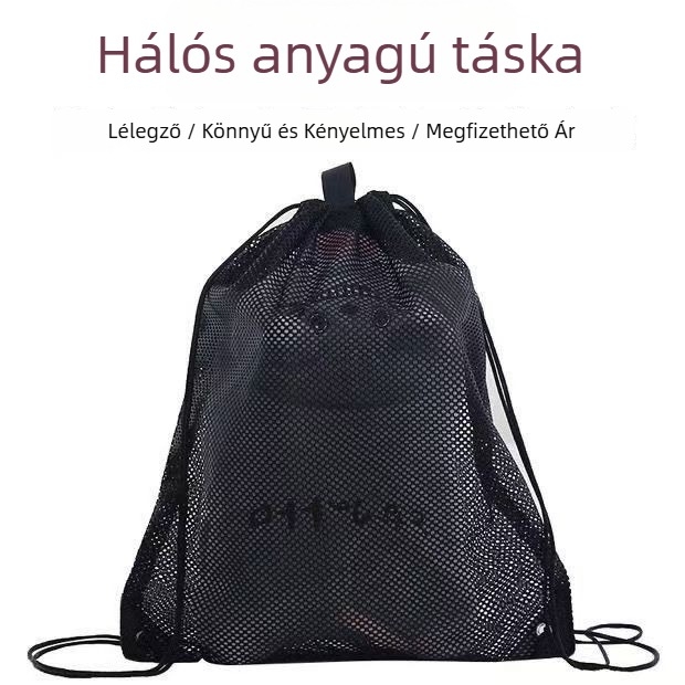 Hálós húzózsinóros táska ruhák és kiegészítők tárolására – strand és sport