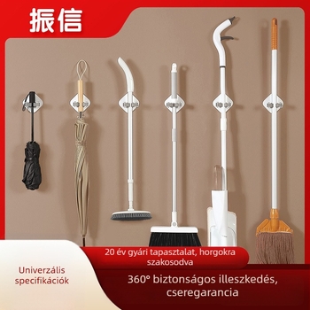 Zhenxin Erős fúrás nélküli mop tartó, fürdőszobai kampó, többfunkciós vastagított klipsz