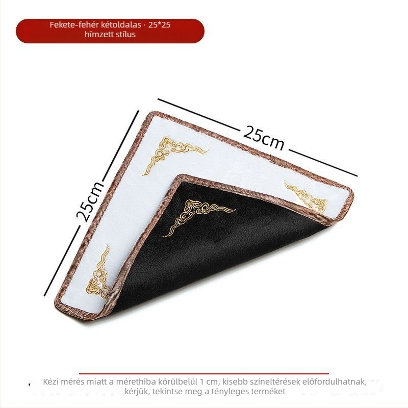 Kétoldalas velúr ékszerbemutató kendő, fekete-fehér nefrit