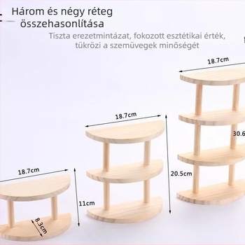 Tömörfa szemüvegkiállító állvány létra stílusban – négy szintes polc