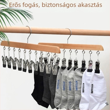 10 darabos fából készült ruhaglipp – zoknikhoz, fehérneműkhöz és sapkákhoz, gardrób rendező