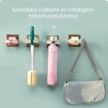 Csavarmentes, multifunkcionális mop-tartó — falra szerelhető fürdőszobai rendező