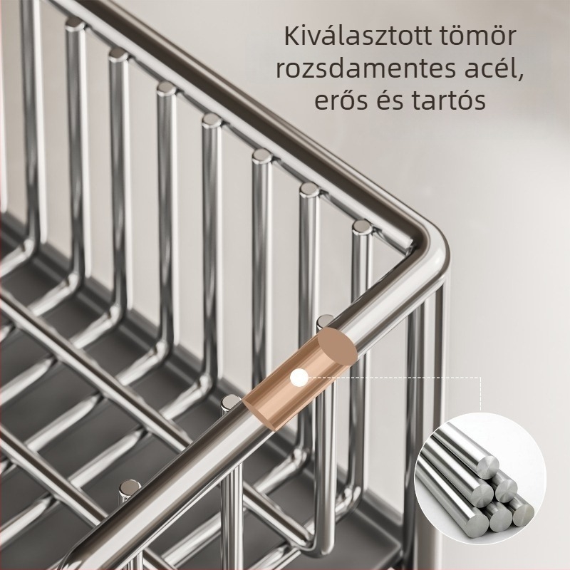 Konyhai szárító polc 201-es rozsdamentes acélból – törlőkendők, szivacsok és acélgyapot tárolására
