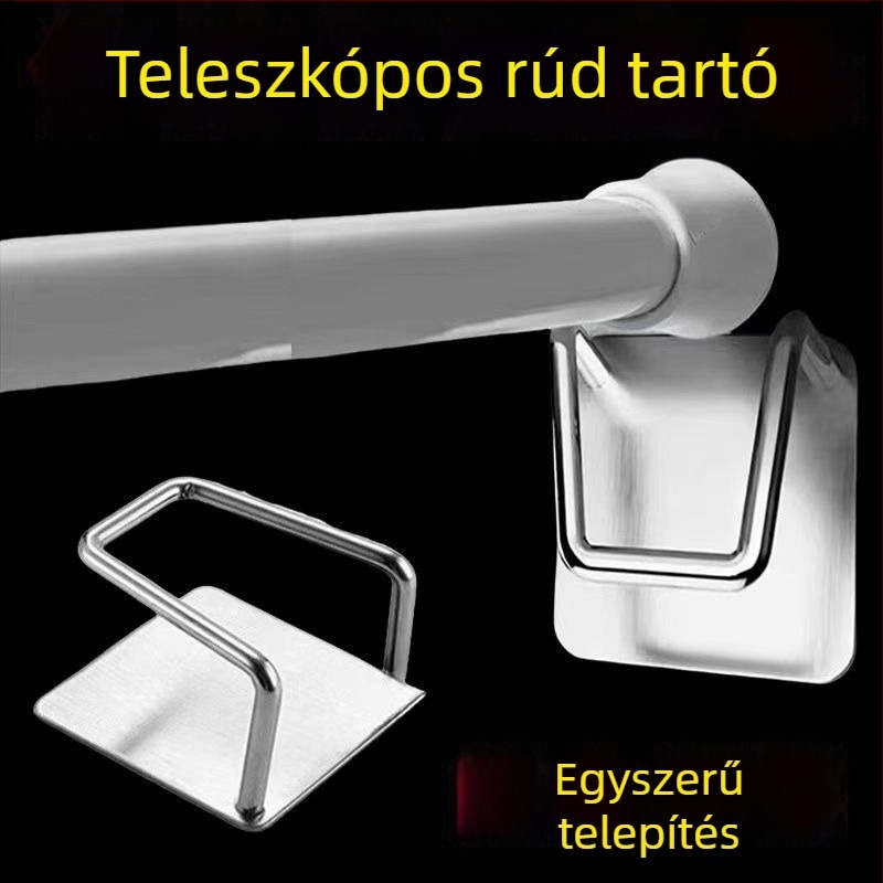 Fúrás nélküli függönyrúd tartó, vízszintes rúdhoz, ajtófüggöny klipek, kampókar, teleszkópos tartó