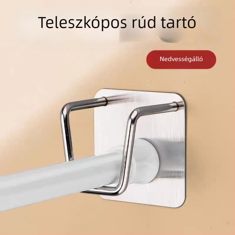 Fúrás nélküli függönyrúd tartó, vízszintes rúdhoz, ajtófüggöny klipek, kampókar, teleszkópos tartó