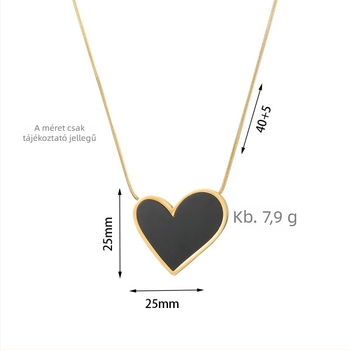 Női szív alakú gyöngyház titánacél nyaklánc, minimalist design, kulcscsonti lánc