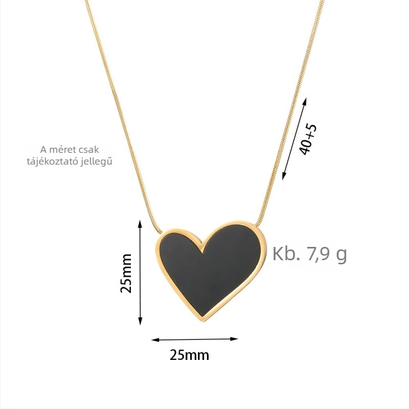 Női szív alakú gyöngyház titánacél nyaklánc, minimalist design, kulcscsonti lánc