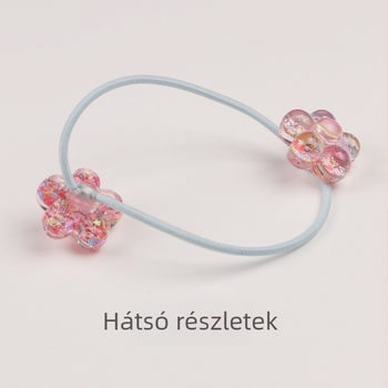 Koreai stílusú hajdísz ötlevelű virággal scallion-powder árnyalatban, dupla végű hajgumi