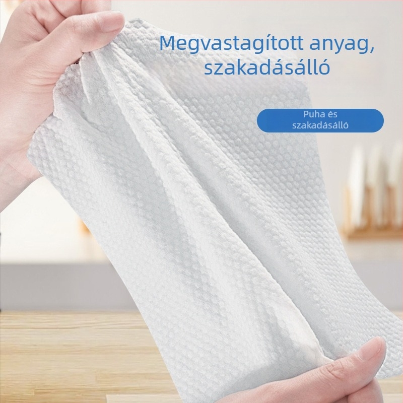 Akasztóval ellátott konyhai törlőkendő nedves és száraz használatra, egyszer használatos mosogatókendő, felszívja a vizet és eltávolítja a zsírt, tárolóval