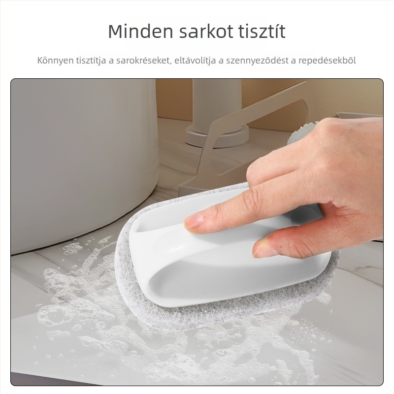 Kicserélhető konyhai tisztító ecset szivaccsal és fogantyúval, fürdőszobai csempékre és üvegre